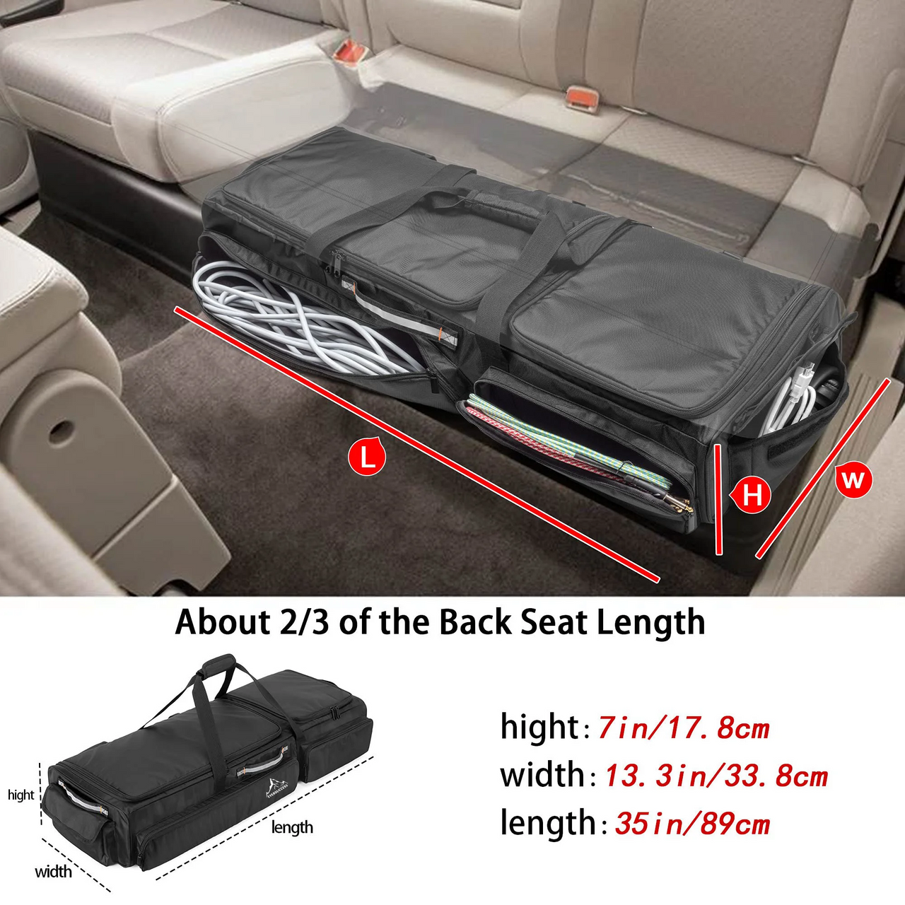 TruckCore Underseat Truck Organizer, Heavy-Duty Double Compartment Storage Bag for SuperCrew Cabs